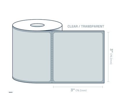 250 clear adhesive labels roll, 3 by 3 inches